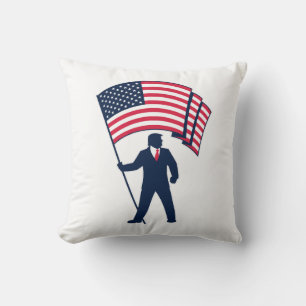 President Trump Bearing the Flag of the USA Cushion