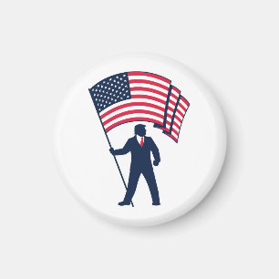 President Trump Bearing the Flag of the USA  Magnet