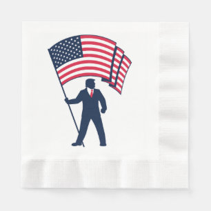 President Trump Bearing the Flag of the USA Napkin