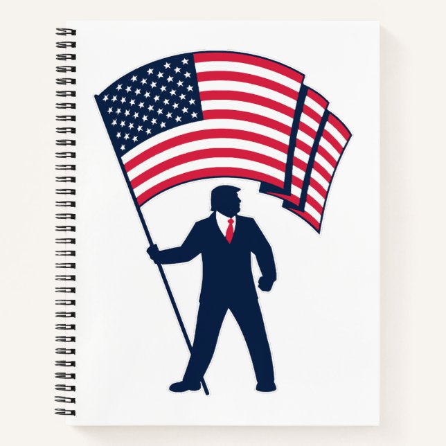 President Trump Bearing the Flag of the USA  Notebook (Front)