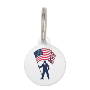 President Trump Bearing the Flag of the USA  Pet Tag