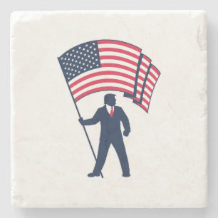 President Trump Bearing the Flag of the USA  Stone Coaster