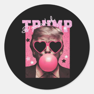President Trump Blowing Bubble Gum Funny Pink Bubb Classic Round Sticker