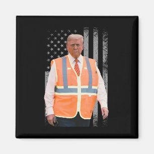 President Trump Garbage Truck Worker Vest Usa Flag Magnet