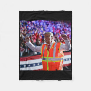 President Trump Garbyge Truck Worker Vest Mega 202 Fleece Blanket