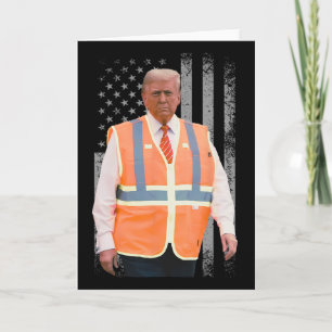 President Trump Garbyge Truck Worker Vest Usa Flag Card