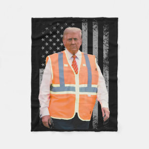 President Trump Garbyge Truck Worker Vest Usa Flag Fleece Blanket