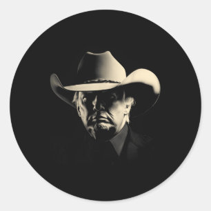 President Trump Head Cowboy Usa 2024 Vote Election Classic Round Sticker