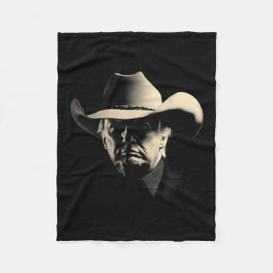 President Trump Head Cowboy Usa 2024 Vote Fleece Blanket