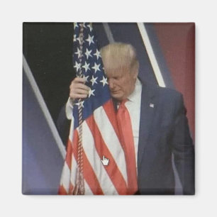 President Trump Hugging the American Flag Magnet