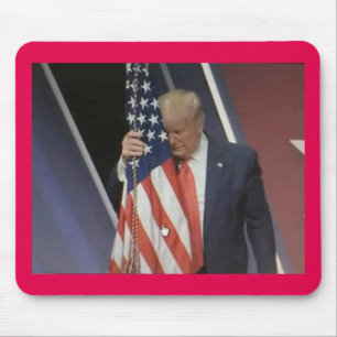President Trump Hugging the American Flag Mouse Pad