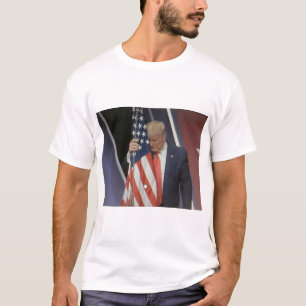 President Trump Hugging the American Flag T-Shirt