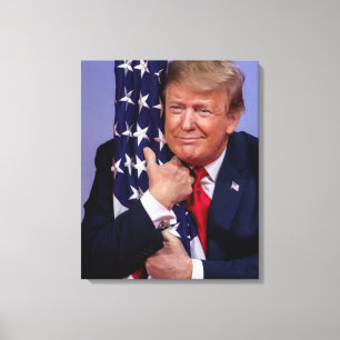 President Trump Hugging the Flag Canvas Print