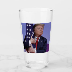 President Trump Hugs The American Flag Glass