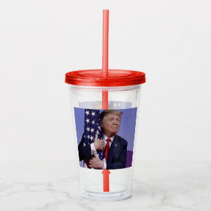 President Trump Hugs the USA Flag Acrylic Tumbler