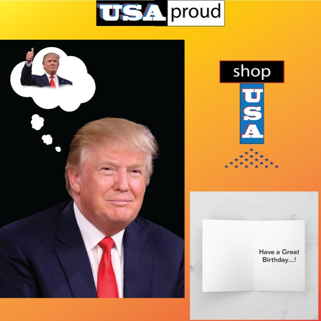 President Trump in Cloud Thinking Birthday Card (Creator Uploaded)
