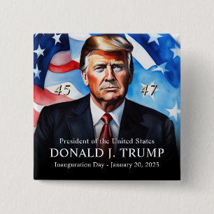 President Trump Inauguration Day Keepsake 15 Cm Square Badge