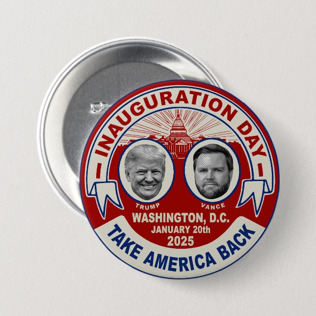 President Trump Inauguration Day Souvenir Retro 7.5 Cm Round Badge (Front & Back)