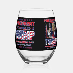President Trump Inauguration Day Stemless Wine Glass