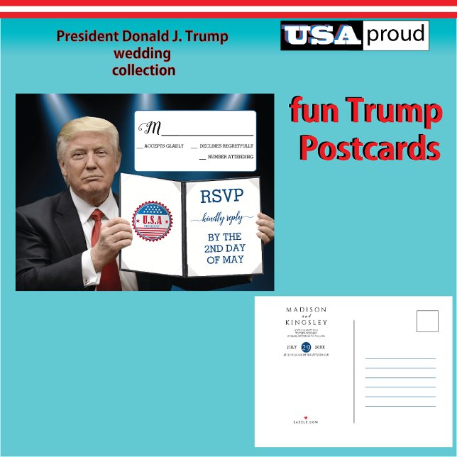 President Trump 📜 Patriotic Wedding Custom Announcement Postcard (Creator Uploaded)
