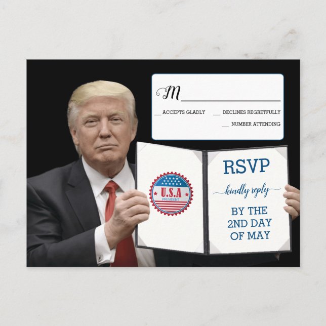 President Trump 📜 Patriotic Wedding Custom Announcement Postcard (Front)