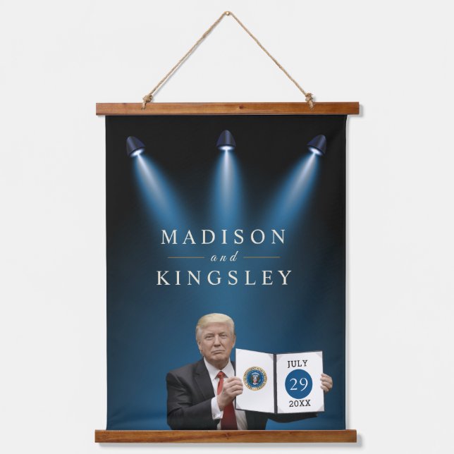 President Trump 🇺🇸✨ Patriotic Wedding Custom Hanging Tapestry (Front)