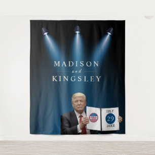 President Trump 📜 Patriotic Wedding Custom Tapestry