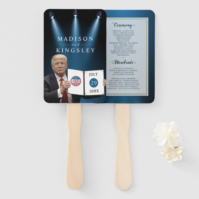 President Trump Program Greatest Wedding Hand Fan (Front and Back)