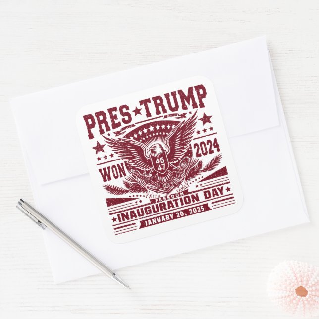 President Trump Won 2024 Square Sticker (Envelope)