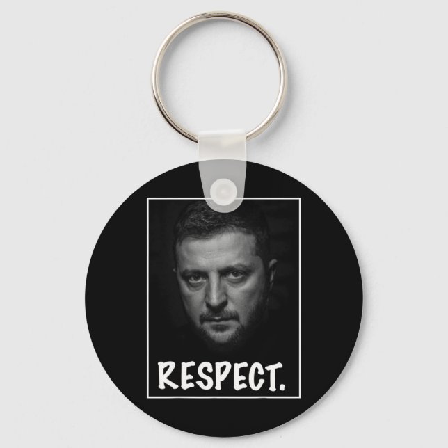 President Zelensky Portrait Respect Support Ukrain Key Ring (Front)