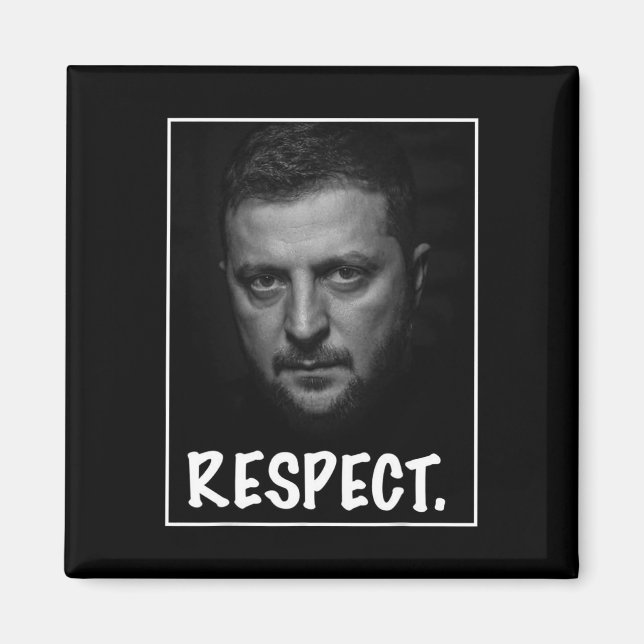 President Zelensky Portrait Respect Support Ukrain Magnet (Front)