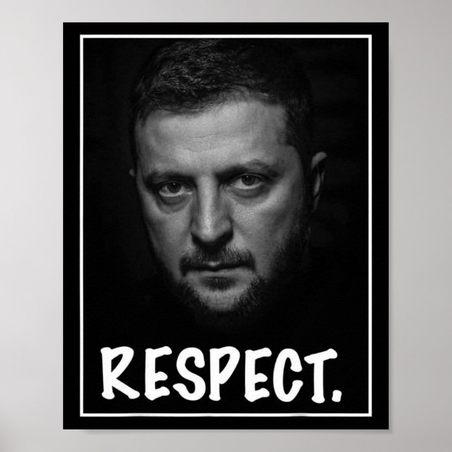 President Zelensky Portrait Respect Support Ukrain Poster (Front)