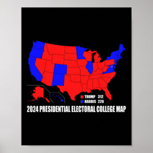 Presidential Electoral College Usa Map Trump Harri Poster