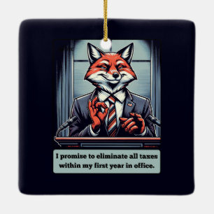 Presidential Fox – Funny Political Satire Animal Ceramic Ornament