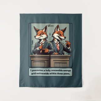 Presidential Fox – Funny Political Satire Animal  Tapestry