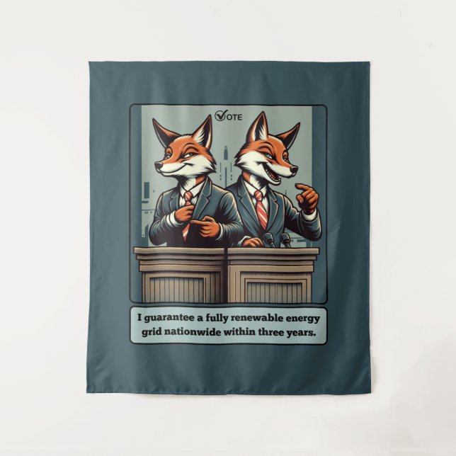 Presidential Fox – Funny Political Satire Animal  Tapestry (Front)