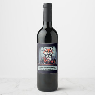 Presidential Fox – Funny Political Satire Animal Wine Label