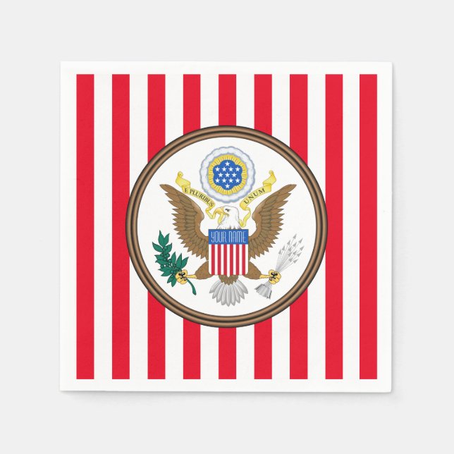 Presidential Seal Stripe Personalise Napkin (Front)