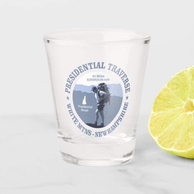 Presidential Traverse (BG) Shot Glass (Front)