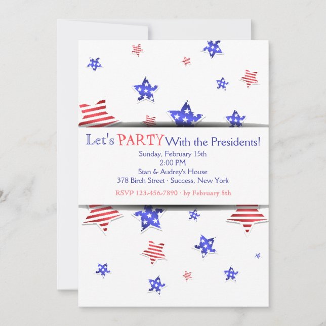 President's Day Stars Invitation (Front)