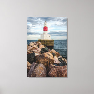 Presque Isle Harbour Breakwater Lighthouse Canvas Print