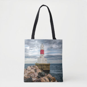 Presque Isle Harbour Breakwater Lighthouse Tote Bag