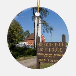 Presque Isle Lighthouse Ceramic Tree Decoration