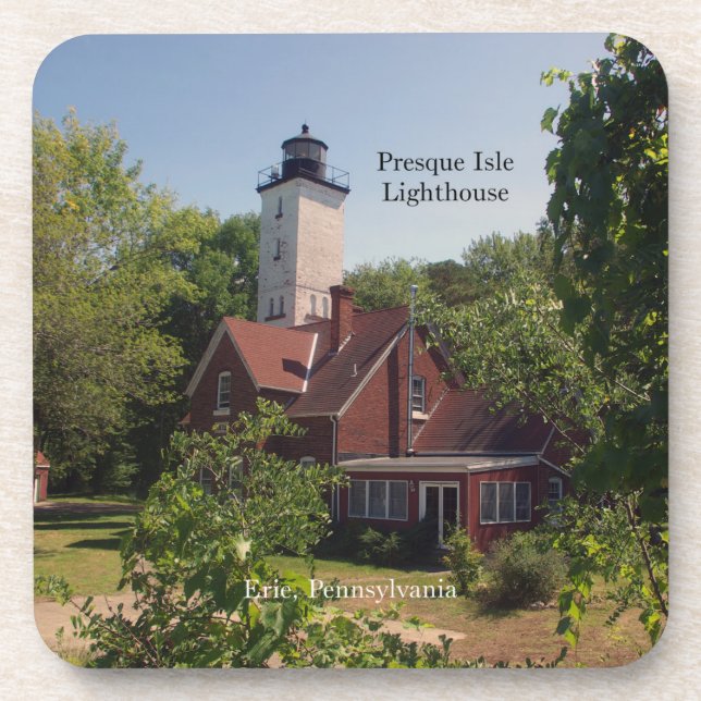 Presque Isle Lighthouse Erie 6 plastic coasters (Front)
