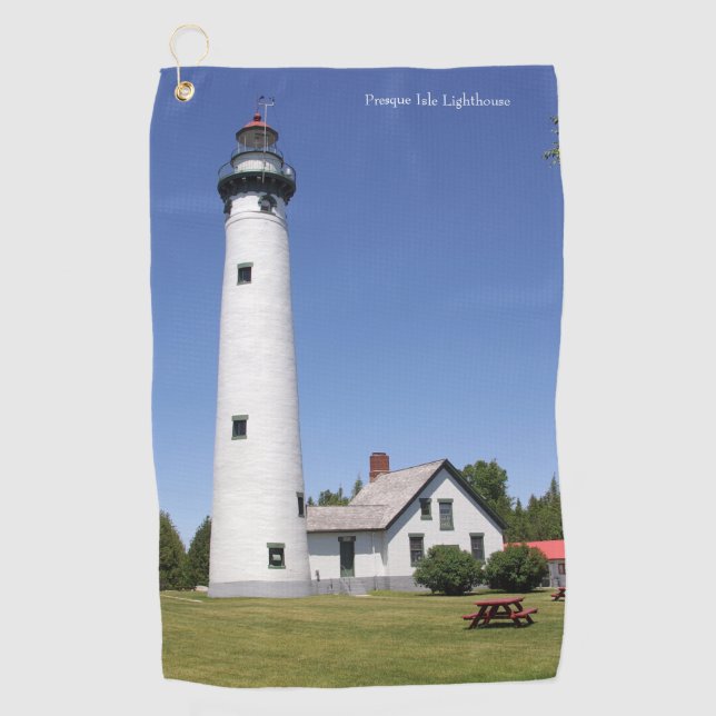 Presque Isle Lighthouse golf towel (Front)