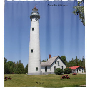Presque Isle Lighthouse shower curtain