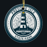Presque Isle State Park Pennsylvania Badge Ceramic Tree Decoration<br><div class="desc">Presque Isle State Park illustration in a badge style circle.</div>