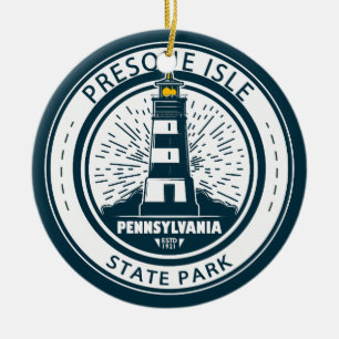 Presque Isle State Park Pennsylvania Badge Ceramic Tree Decoration