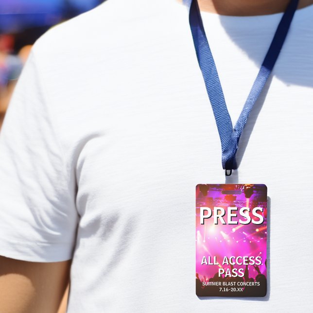 PRESS All Access Pass Concert Event ID Badge (PRESS All Access Pass Concert Event Badge)