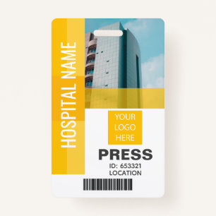 Press Bar Code, Logo Yellow ID ID Badge